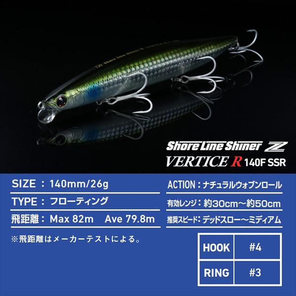 Daiwa Seabass Lure Shoreline Shiner-Z Vertis R 140F-SSR Charthead Mojito