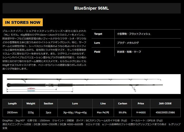 Yamaga Blanks Blue Sniper 96ML (Spinning 2 Piece)