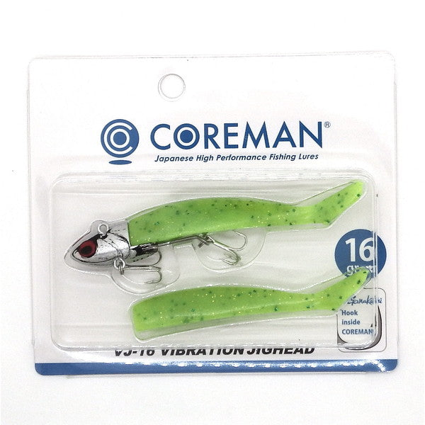 Coreman Worm VJ-16 Vibration Jig Head #048 Silver Head/Panic Green