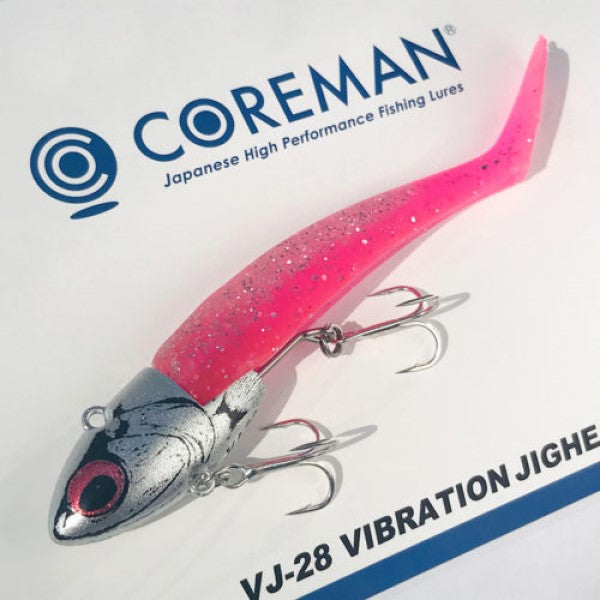 Coreman Seabass Lure VJ-28 Vibration Jig Head #008 Silver Head/Pink Back