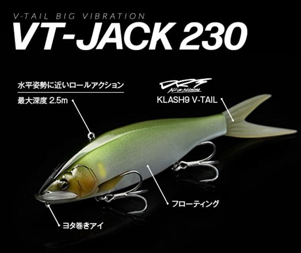 Fish Arrow Bass Lure VT-Jack 230 Low Floating #03 Mat Wakasagi