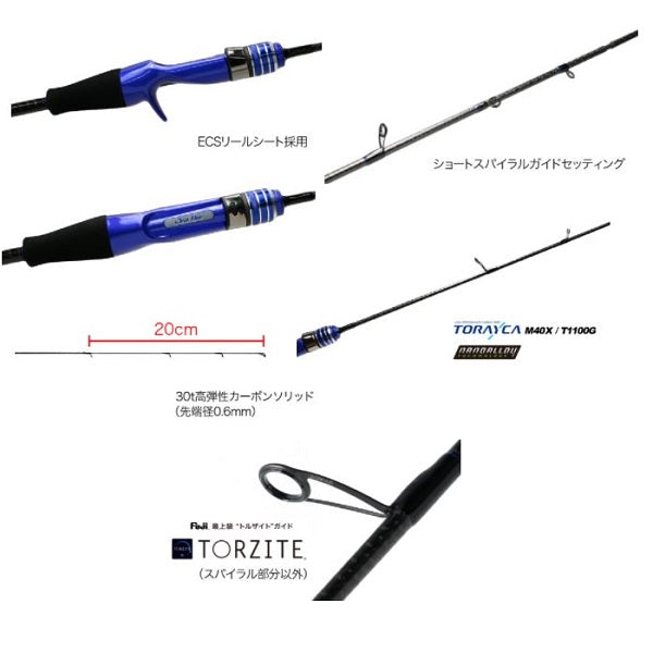 Clear Blue Ajing Rod Crystar 55BF-master (Baitcasting 2 Piece)