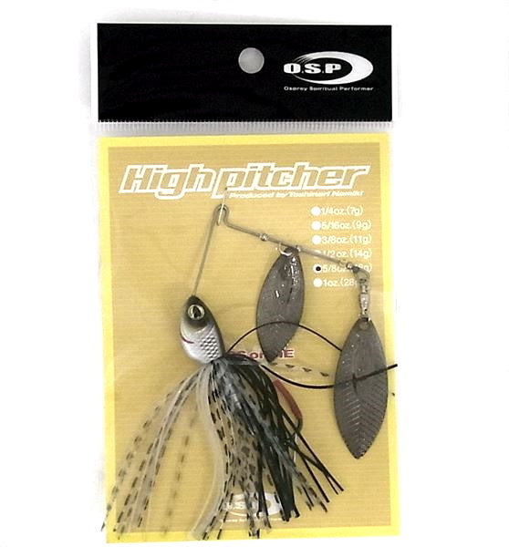 O.S.P Spinnerbait High Pitcher 5/8oz Double Willow Black Shiner