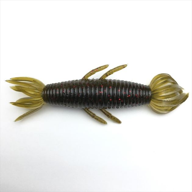 Imakatsu Worm Fula Shrimp 3inch #S-505 Green Pumpkin Pepper Red Flake