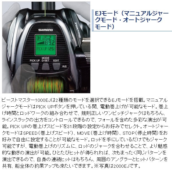 Shimano 20 Beast Master 1000EJ English display