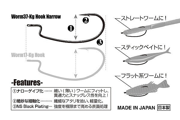 Decoy Worm Hook 37 Kg Hook Narrow #3